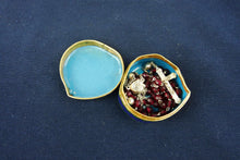 Load image into Gallery viewer, Antique Child's Rosary, Garnet and Silver Beads, Silver Chain and Cross, Cloisonné Case