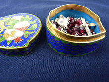 Load image into Gallery viewer, Antique Child's Rosary, Garnet and Silver Beads, Silver Chain and Cross, Cloisonné Case