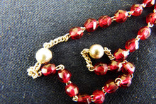 Load image into Gallery viewer, Antique Child's Rosary, Garnet and Silver Beads, Silver Chain and Cross, Cloisonné Case