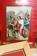 Load image into Gallery viewer, 15 Stations Of The Cross, Complete Framed Set of Lithographs by Guiseppi Vincentini, Each Frame 30x23 Centimetres