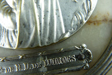 Load image into Gallery viewer, Silver Medal Of The Virgin Mary Mounted On Marble With Silver Circle, M. C. Renard Circa 1930