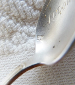 SOLD Antique Baptism Spoon, By Louis Poulain, Silver Virgin Mary Medal Signed  Lassere, Circa 1910