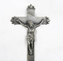 Load image into Gallery viewer, SOLD Holy Water Font, Antique Pewter Stoup, Frog Insignia On Base, Circa 1860