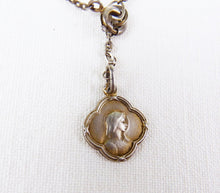 Load image into Gallery viewer, Antique Bracelet, Silver Chain,Gold Washed Silver Medal Of The Virgin Mary, 11 Pearls
