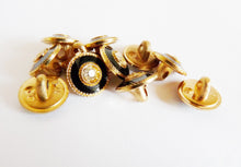 Load image into Gallery viewer, 12 Vintage French Buttons, Spiral Bronze, Art Glass Centre, 15 mm Diameter, Self Shank
