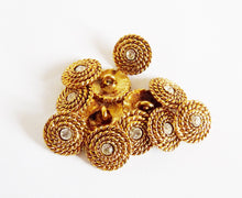Load image into Gallery viewer, 12 Vintage French Buttons, Spiral Bronze, Art Glass Centre, 15 mm Diameter, Self Shank