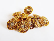 Load image into Gallery viewer, 12 Vintage French Buttons, Spiral Bronze, Art Glass Centre, 15 mm Diameter, Self Shank