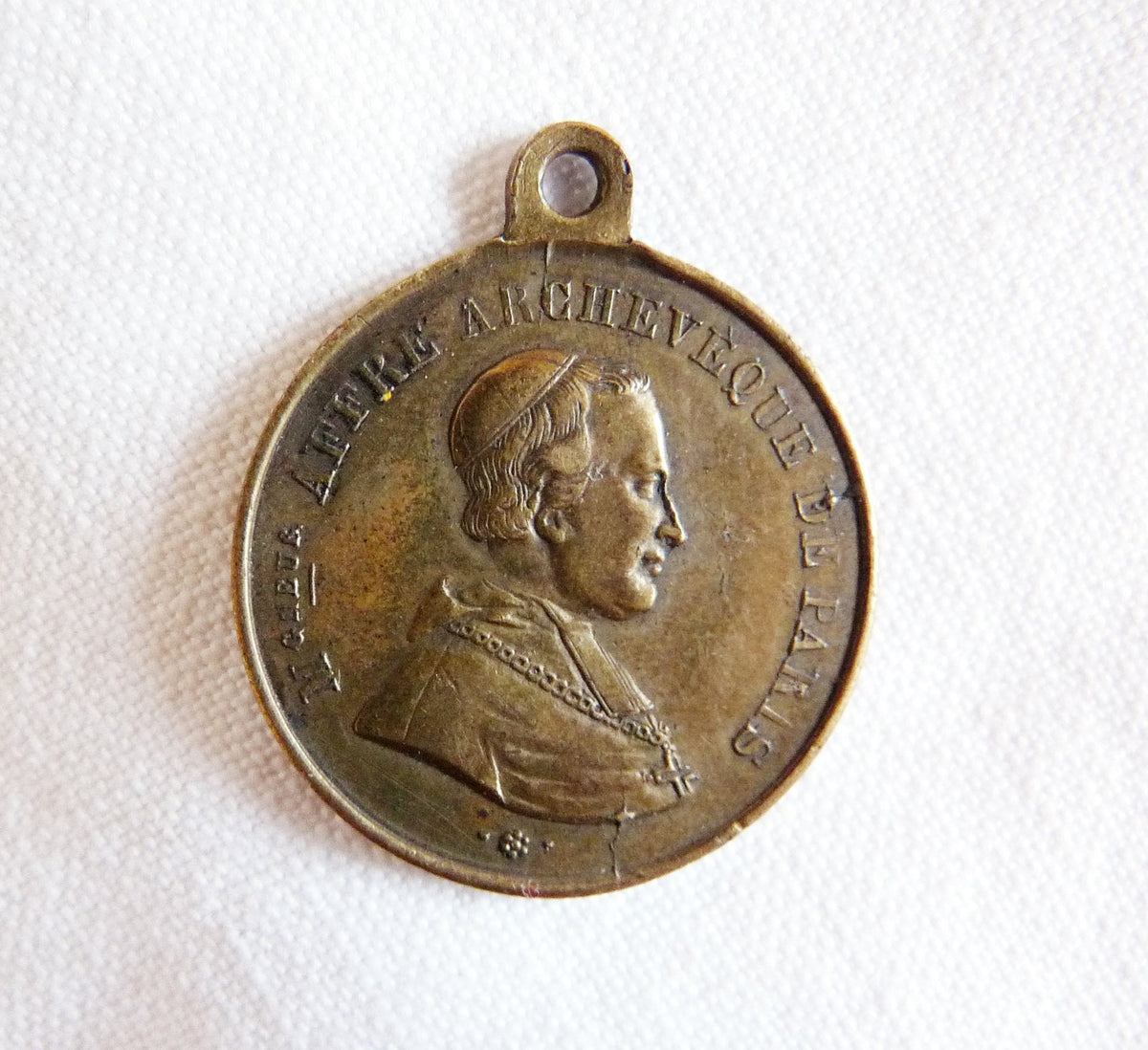 Antyczna brązowa medalejonka Denisa-Auguste Affre, Arcybiskup Paryża, ok. 1860 r.
