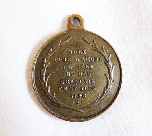 Antique Denis-Auguste Affre Bronze Medal, Archbishop of Paris, c. 1860