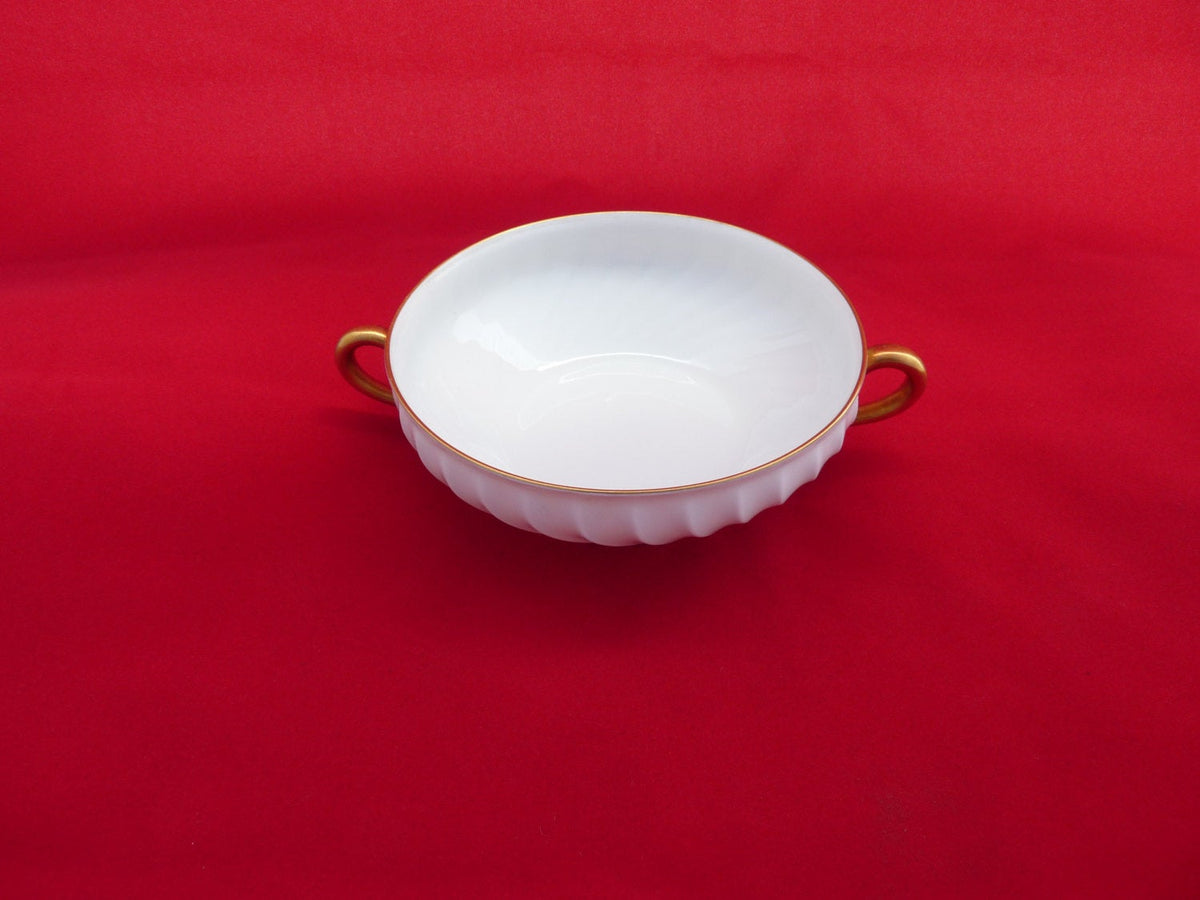 Winnage porcelanowa miska Haviland Limoges, złocone uchwyty, ok. 1960 r.