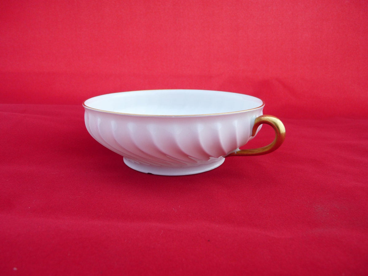 Winnage porcelanowa miska Haviland Limoges, złocone uchwyty, ok. 1960 r.