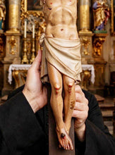 Load image into Gallery viewer, Stunning Church Cross with Hand Carved and Hand Painted Corpus Christi. 77x31 cm in Excellent Condition Circa 1860