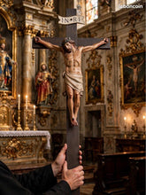 Charger l'image dans la galerie, Stunning Church Cross with Hand Carved and Hand Painted Corpus Christi. 77x31 cm in Excellent Condition Circa 1860
