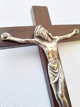 Load image into Gallery viewer, Vintage Crucifix in the style of Dominique Piechaud, Medieval Style French, Silver Corpus Christi on Hand Carved Ebony Cross