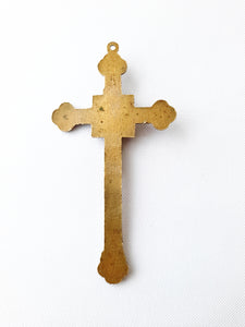 SOLD Enamelled Bronze Pendant Cross, French, Circa 1820, Cross 11.5 x 6 cm