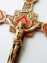 Load image into Gallery viewer, SOLD Enamelled Bronze Pendant Cross, French, Circa 1820, Cross 11.5 x 6 cm
