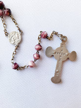 Load image into Gallery viewer, Antique Lourdes Rosary, Large Hand Cut Amethyst Beads, Solid Silver Trefoil Cross, Link Medal and Chain, Full Five Decade, Late 19th Century