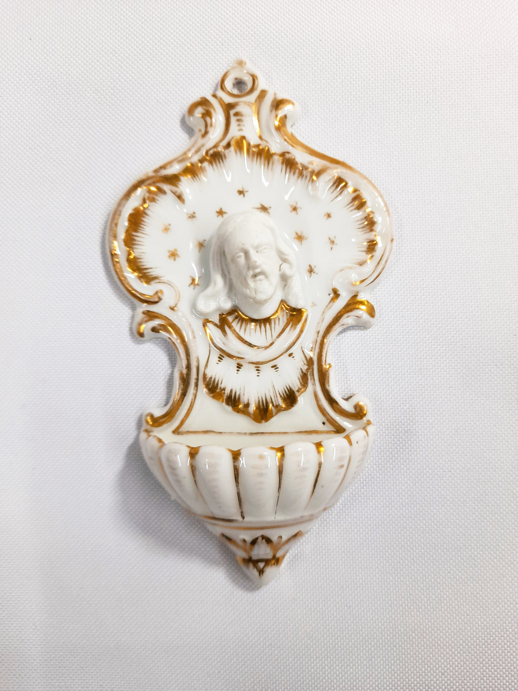 Holy Water Font, Beautiful Antique Porcelain Of Paris, Late 19th Century, Perfect Condition,