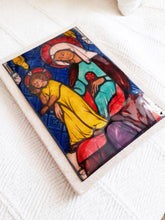 Load image into Gallery viewer, Enamel Of The Virgin Mary With Jesus by Marguerite Sornin, From Abbey at Ligugé, Detail From Stained Glass Windows At Königsfelden Monastery