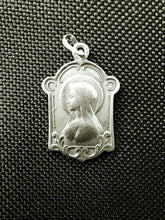 Load image into Gallery viewer, Virgin Mary Medal, Antique French Silver Religious Medal By Jean Balme Circa 1930 plus 22 Inch Silver Chain