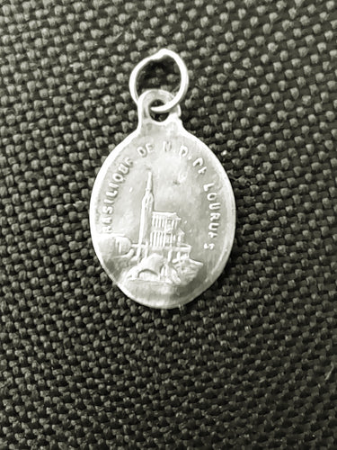 Antique Lourdes Medal, Silver, Very Early Circa 1878 and Very Rare, 1.5x1 Centimetres