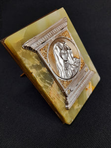 Martre Dolorosa, Mother Of Sorrows Antique French Silver and Gold Washed Portable Shrine By Charles Desvergnes Circa 1890