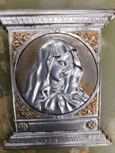 Load image into Gallery viewer, Martre Dolorosa, Mother Of Sorrows Antique French Silver and Gold Washed Portable Shrine By Charles Desvergnes Circa 1890