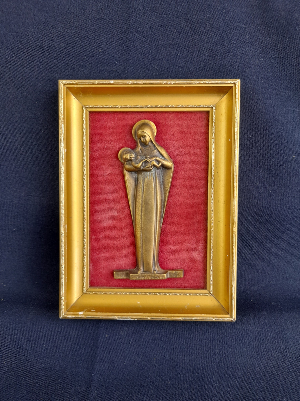 Virgen María en bronce Art Decó de Maria Caullet Nantard, Enmarcado, c. 1925