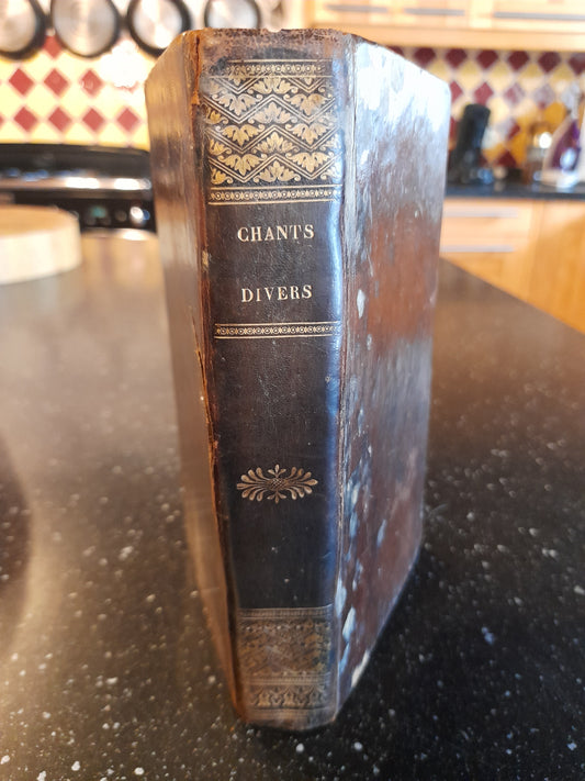Antico libro di inni francesi in latino, rilegato in pelle, 406 pagine, 1819