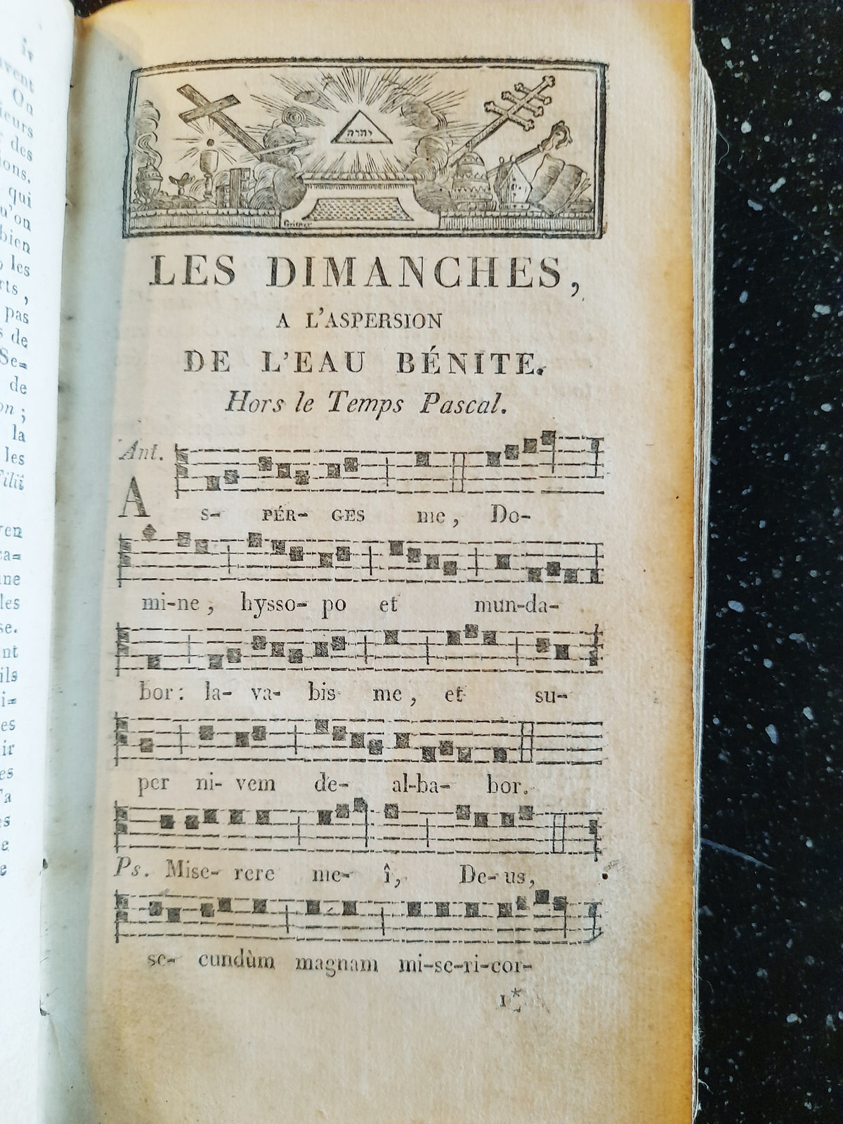 Antico libro di inni francesi in latino, rilegato in pelle, 406 pagine, 1819