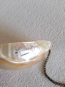 Lourdes Drinking Cup, French Circa 1900, Mother of Pearl With Copper Chatelaine and Belt Clip