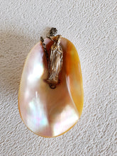 Load image into Gallery viewer, Lourdes Drinking Cup, French Circa 1900, Mother of Pearl With Copper Chatelaine and Belt Clip