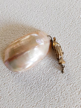 Load image into Gallery viewer, Lourdes Drinking Cup, French Circa 1900, Mother of Pearl With Copper Chatelaine and Belt Clip