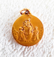 Load image into Gallery viewer, SOLD Sacred Heart Medal 22 carat Rolled Gold, French FIX, Circa 1910, 2.2 centimetre diameter, 2.2 grams Rare Our Lady of the Rosary Medal