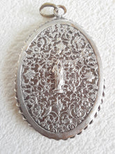 Load image into Gallery viewer, Antique Pendant Medal, Our Lady of Sion, Silver Plated Copper, 5 x 3.5 Centimetres, Circa 1920