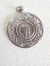 Load image into Gallery viewer, Lourdes Centenary Pendant, Beautiful Solid Silver Pendant, The Virgin Mary With Grotto Scene on Reverse 1958