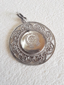 Lourdes Centenary Pendant, Beautiful Solid Silver Pendant, The Virgin Mary With Grotto Scene on Reverse 1958