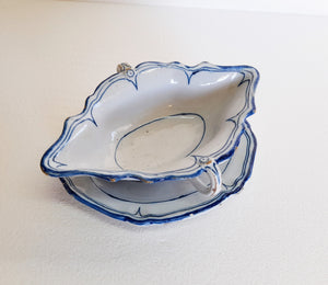 18th Century Sauce Boat and Dish from La Rochelle, Extremely Rare Example, Circa 1740