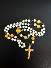 Load image into Gallery viewer, Antique Rosary, Mother of Pearl Beads, Gold Plated Solid Silver, Circa 1930, Superb Quality and Condition