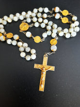 Load image into Gallery viewer, Antique Rosary, Mother of Pearl Beads, Gold Plated Solid Silver, Circa 1930, Superb Quality and Condition