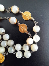 Load image into Gallery viewer, Antique Rosary, Mother of Pearl Beads, Gold Plated Solid Silver, Circa 1930, Superb Quality and Condition