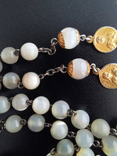 Load image into Gallery viewer, Antique Rosary, Mother of Pearl Beads, Gold Plated Solid Silver, Circa 1930, Superb Quality and Condition