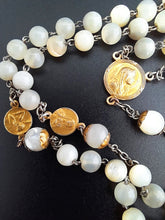 Load image into Gallery viewer, Antique Rosary, Mother of Pearl Beads, Gold Plated Solid Silver, Circa 1930, Superb Quality and Condition