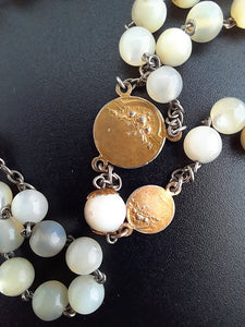 Antique Rosary, Mother of Pearl Beads, Gold Plated Solid Silver, Circa 1930, Superb Quality and Condition