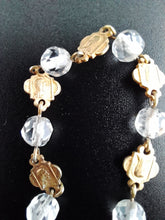 Load image into Gallery viewer, Antique Rosary Bracelet, 8 Bead Meditation Rosary, Crystal Beads, Gold Plated Silver Medals and Chain, Circa 1880