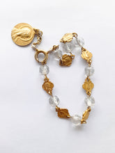 Load image into Gallery viewer, Antique Rosary Bracelet, 8 Bead Meditation Rosary, Crystal Beads, Gold Plated Silver Medals and Chain, Circa 1880