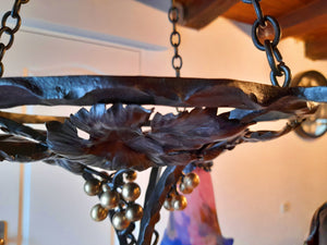 Art Nouveaux Chandelier by Muller Frères of Lunneville, 4 Shades, Hand Made, Perfect Condition