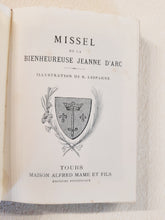 Load image into Gallery viewer, SOLD Joan of Arc Prayer Book With Copper Engraving, Maison Alfred Mame et Fils, Tours, France, Commissioned by Rene Francois, Archbishop of Tours