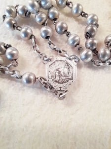 SOLD Antique Silver Rosary, With Silver Beads And Silver Cross, Made in Lourdes France, Late 19th Century, Perfect Condition 35 cm in Length