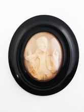 Load image into Gallery viewer, Antique Carving Depicting Saint John Francis Regis, Napoleon III Oval Oak Frame, With Original Glass Dome, Circa 1850